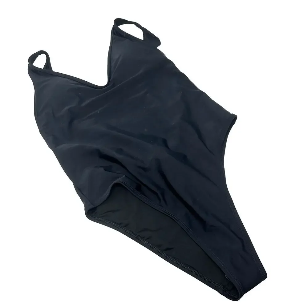 Aerie size large black‎ one piece bathing suit swimsuit new with tags low back